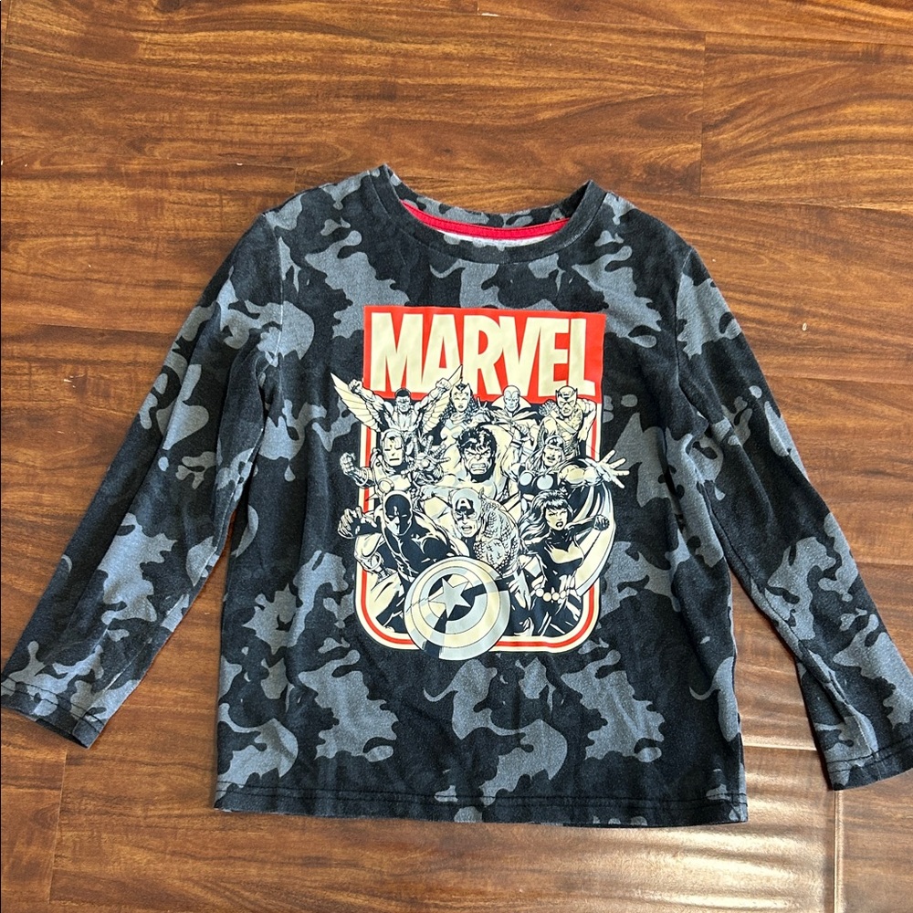 Marvel Kids Long Sleeve Camouflage Shirt - Black and Gray